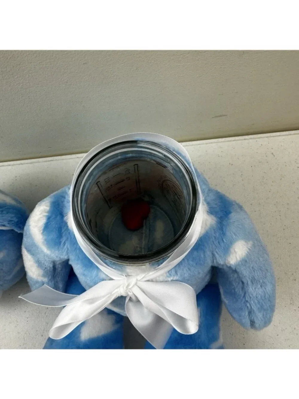 Bear Stash Jar  Blue & White Bear Plush Hide Valuables Secret Storage